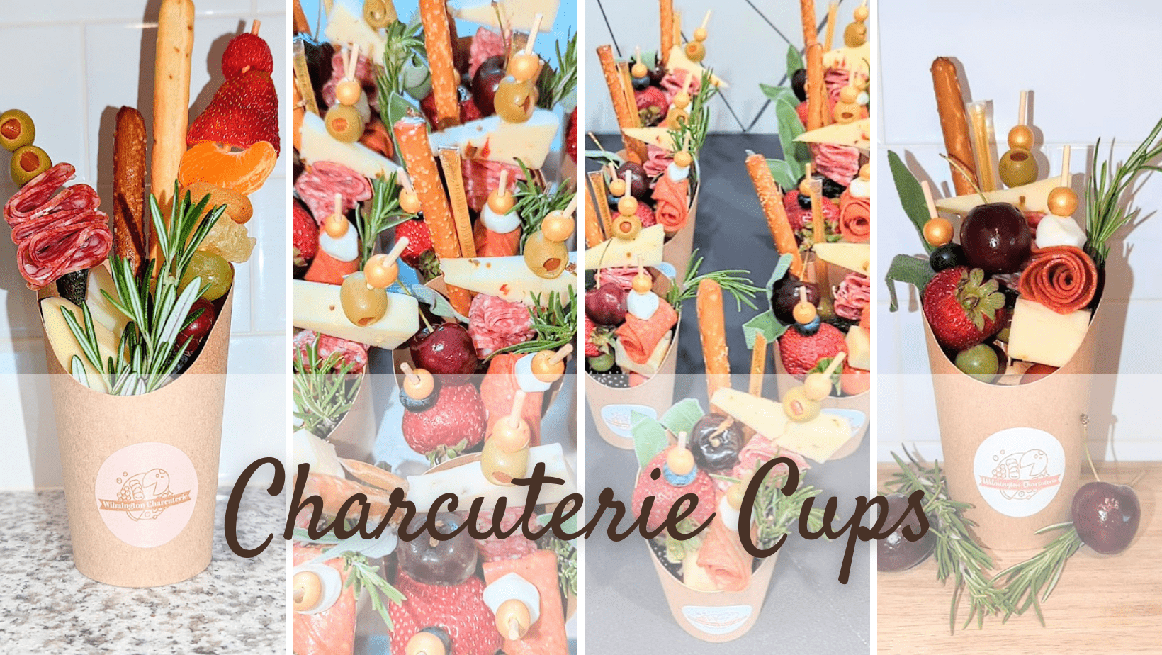 Cups - Putting the 'Cute' is Charcuterie! These adorable cups feature 2 artisan cheeses and 1 dry cured meat option and are stuffed with all the delicious accoutrements of a charcuterie board. Perfect for large crowds that want the convenience of a personal charcuterie board, while being cute and portable!