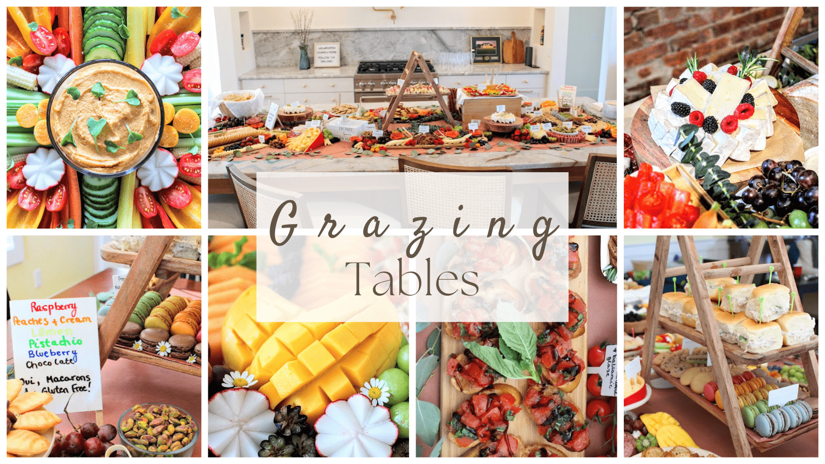 Grazing Tables - Perfect for a large crowd or reception. Wow your guests with a large, delicious spread artistically displayed across your tabletop. Create a one of a kind experience for your guests that provides mouthwatering options for everyone!